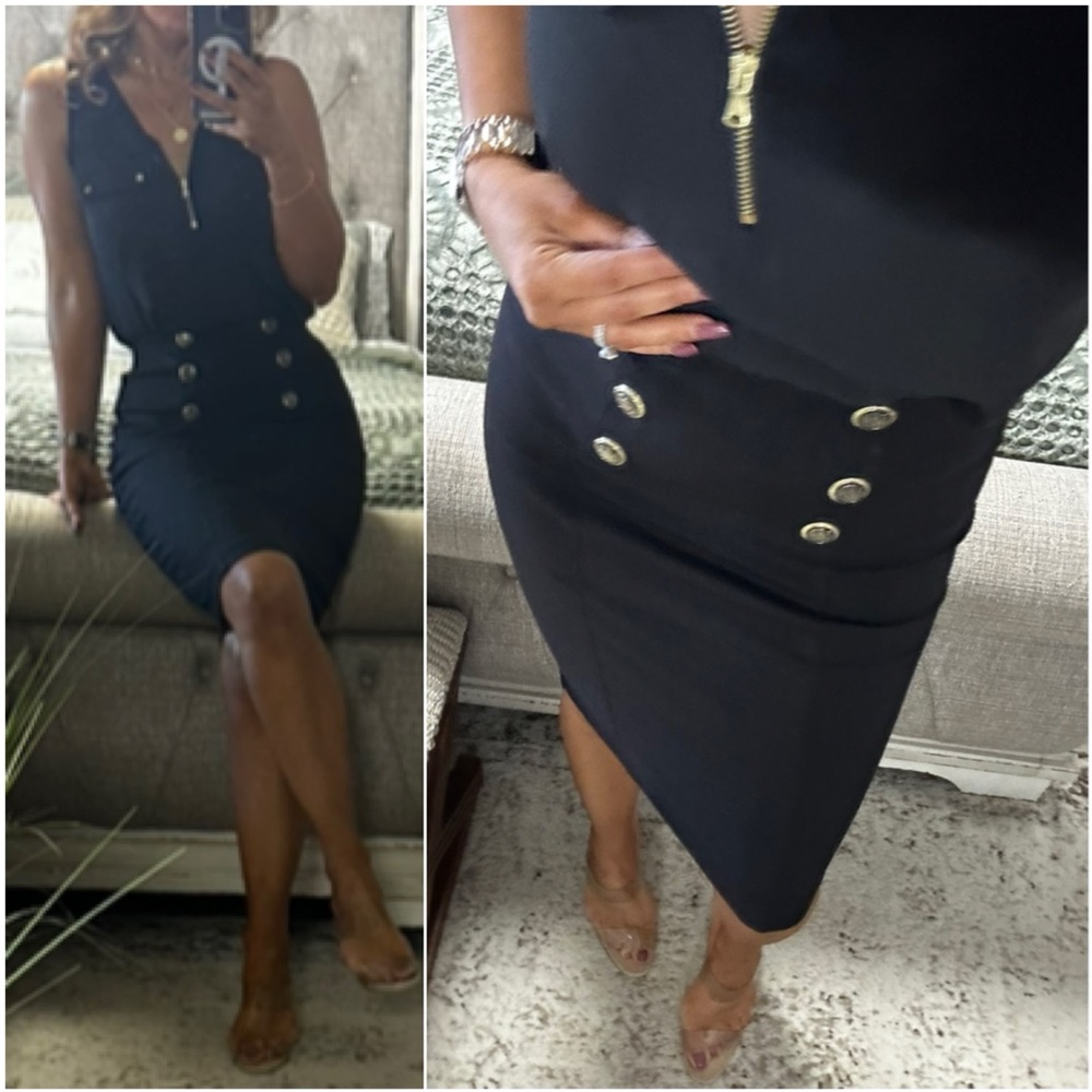 New🖤Sleek button front black pencil skirt - Picture 3 of 14